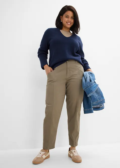 Pantaloni barrel in misto cotone elasticizzato, bonprix