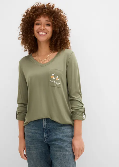 Maglia a maniche lunghe in viscosa morbida, bonprix