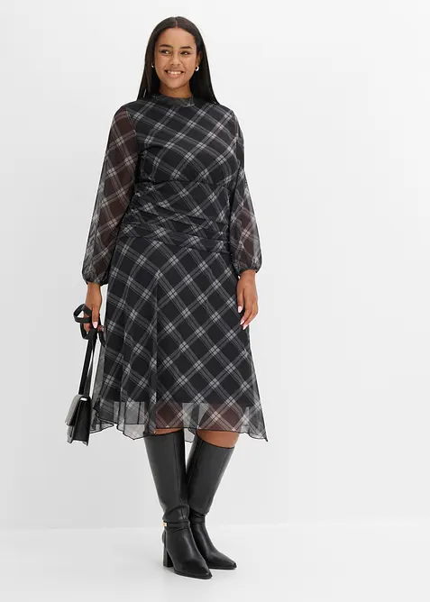 Abito in jersey e mesh fine, bonprix