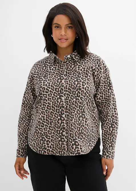 Giacca-camicia in misto cotone elasticizzato, bonprix