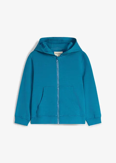 Felpa con zip e cappuccio in morbido cotone biologico, bonprix