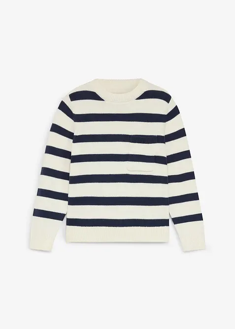 Maglione a righe in filato grosso di puro cotone, bonprix