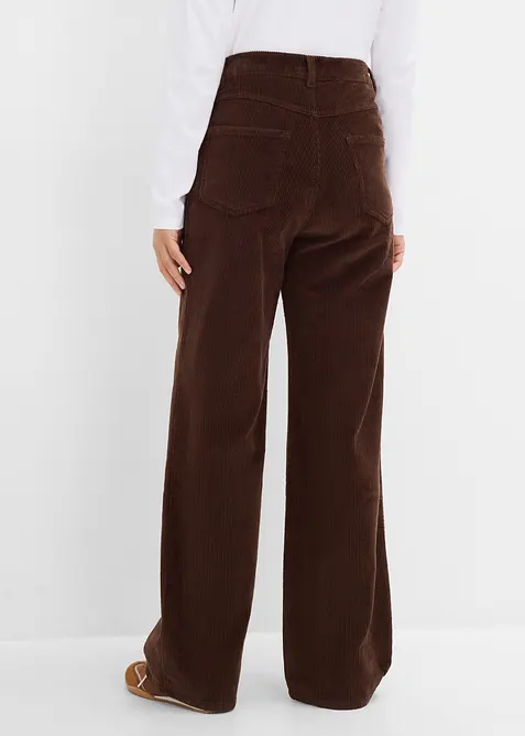 Pantaloni in velluto a coste di misto cotone, vita alta, bonprix