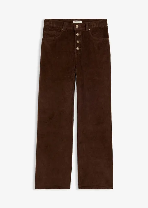 Pantaloni in velluto a coste di misto cotone, vita alta, bonprix