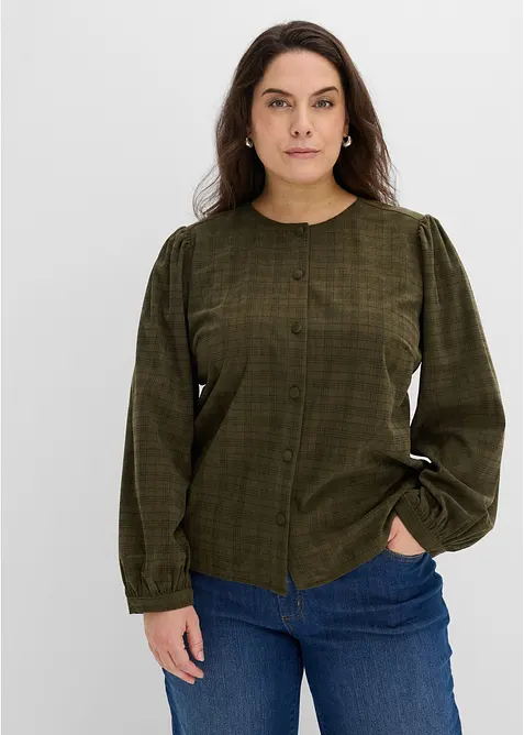 Blusa in velluto a coste a quadri, bonprix