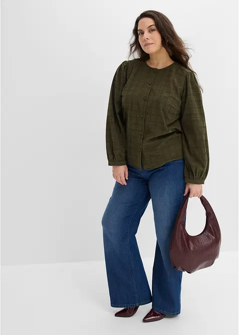 Blusa in velluto a coste a quadri, bonprix