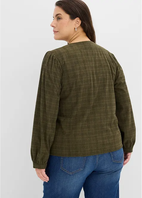 Blusa in velluto a coste a quadri, bonprix
