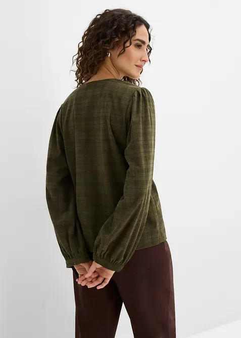 Blusa in velluto a coste a quadri, bonprix