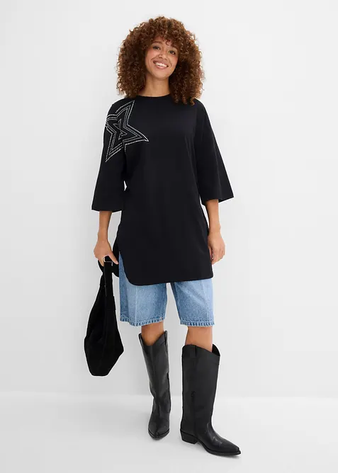 Maglia lunga oversize in puro cotone biologico, bonprix