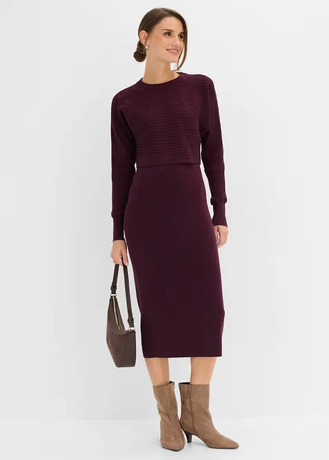 Abito in maglia e maglione abbinato (set 2 pezzi), bonprix
