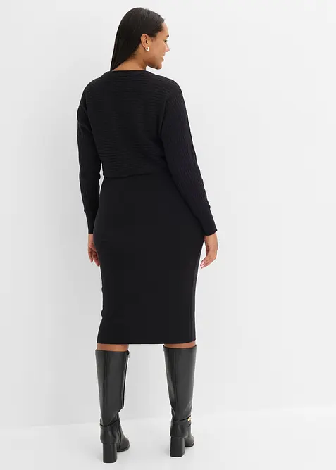 Abito in maglia e maglione abbinato (set 2 pezzi), bonprix