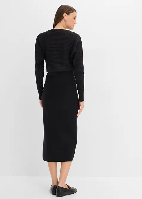 Abito in maglia e maglione abbinato (set 2 pezzi), bonprix