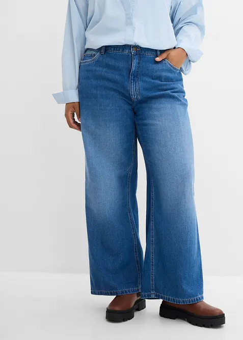 Jeans wide leg, vita alta, bonprix