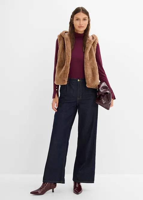 Jeans wide leg, vita alta, bonprix