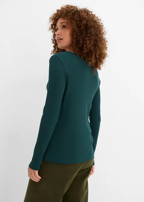 Maglia serafino a coste in puro cotone biologico (pacco da 3), bonprix