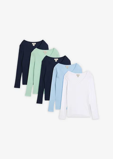 Maglia a costine in puro cotone biologico (pacco da 5), bonprix