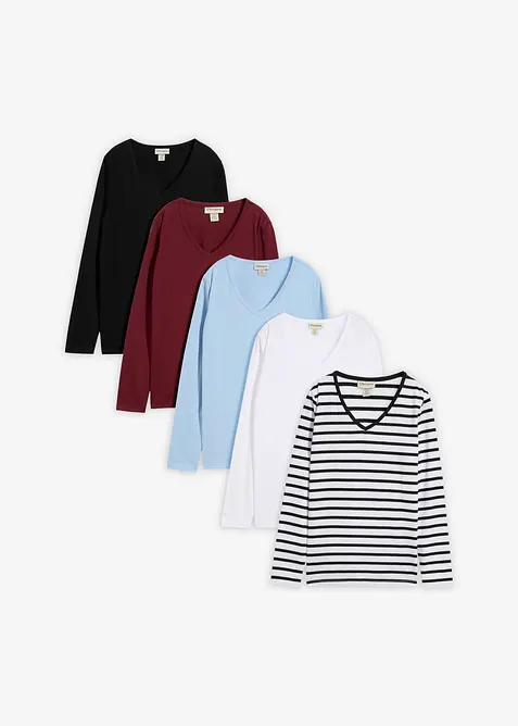 Maglia a maniche lunghe (pacco da 5), bonprix