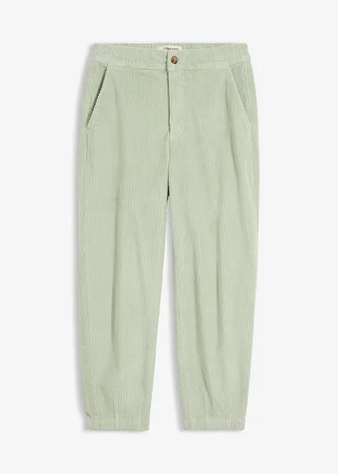 Pantaloni barrel in velluto di misto cotone elasticizzato, bonprix