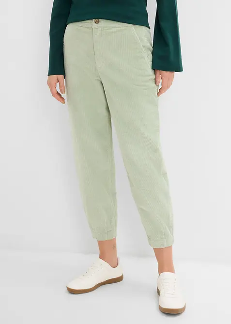 Pantaloni barrel in velluto di misto cotone elasticizzato, bonprix