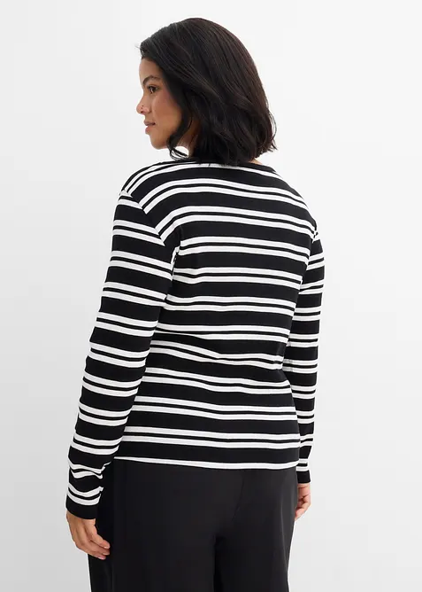 Maglia a maniche lunghe a costine in puro cotone biologico (pacco da 2), bonprix