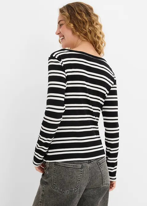 Maglia a maniche lunghe a costine in puro cotone biologico (pacco da 2), bonprix