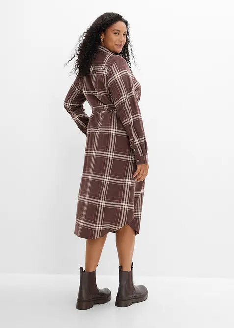Abito midi in flanella di puro cotone, bonprix
