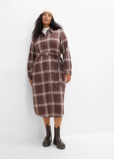 Abito midi in flanella di puro cotone, bonprix
