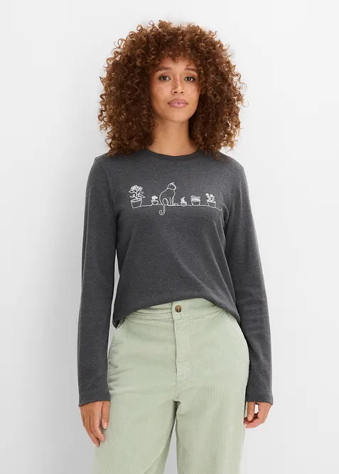 Maglia a maniche lunghe in misto cotone pesante, bonprix