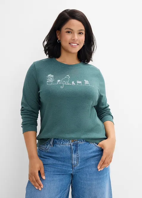 Maglia a maniche lunghe in misto cotone pesante, bonprix