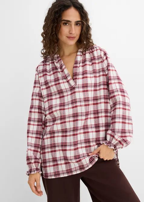 Blusa in flanella di puro cotone, bonprix
