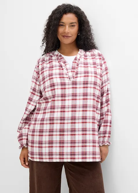 Blusa in flanella di puro cotone, bonprix