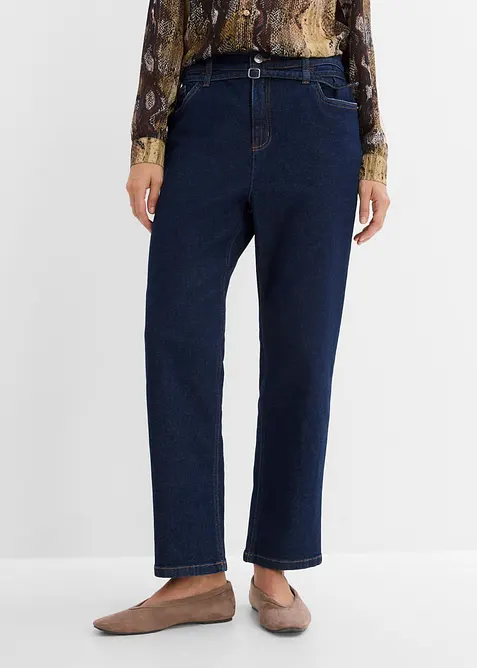 Jeans straight cropped, vita alta, bonprix