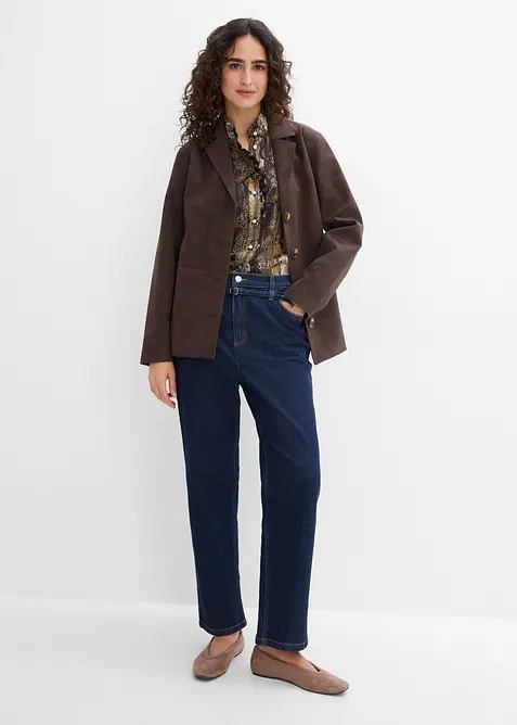 Jeans straight cropped, vita alta, bonprix
