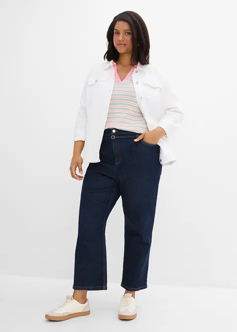 Jeans straight cropped, vita alta, bonprix