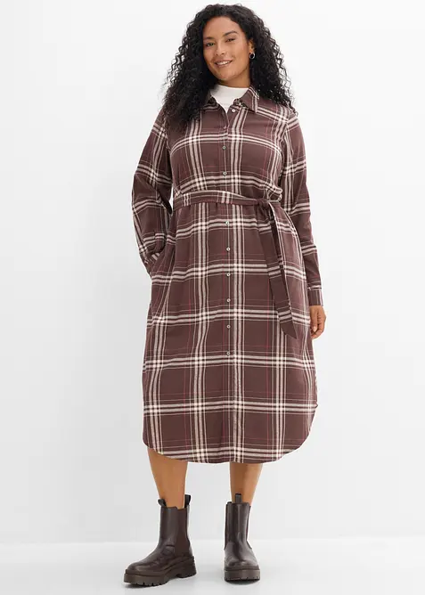 Abito midi in flanella di puro cotone, bonprix