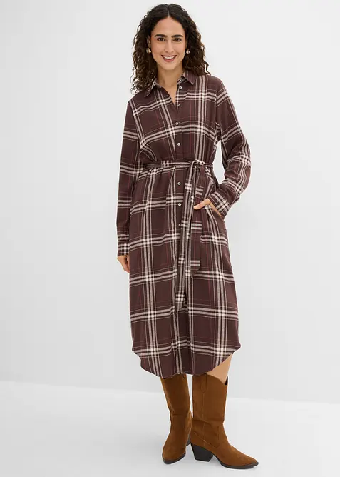 Abito midi in flanella di puro cotone, bonprix
