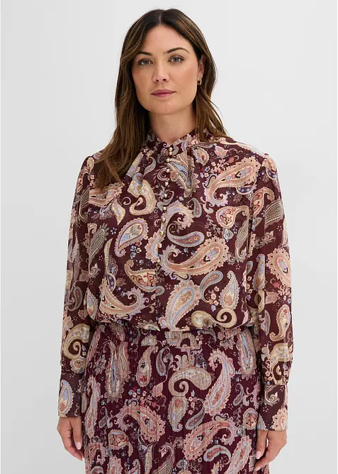 Camicetta di chiffon con colletto dritto, bonprix