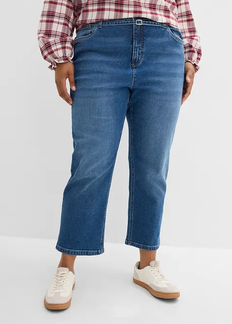 Jeans straight cropped, vita alta, bonprix