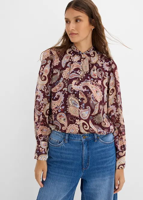 Camicetta di chiffon con colletto dritto, bonprix