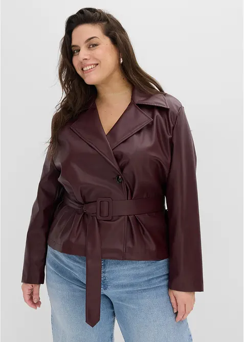 Trench corto in similpelle, bonprix