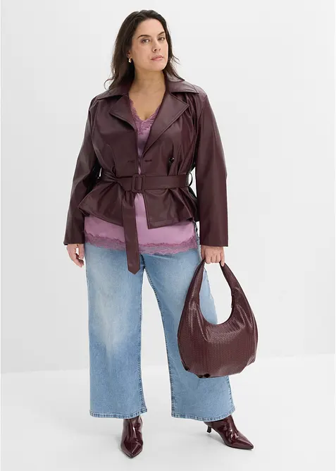 Trench corto in similpelle, bonprix