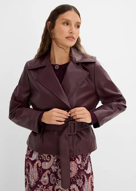 Trench corto in similpelle, bonprix