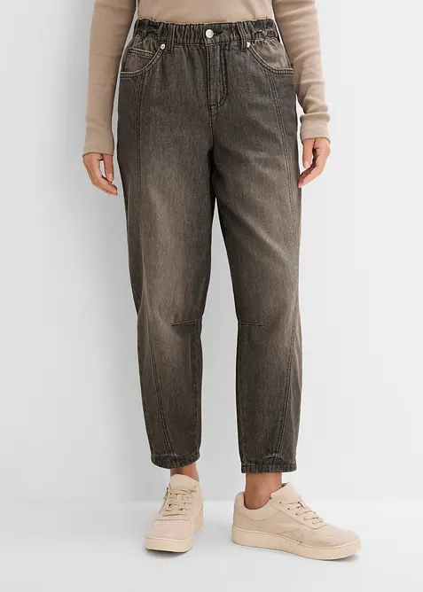 Jeans barrel con vita comoda, vita media, bonprix