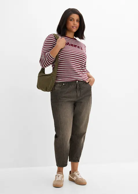 Jeans barrel con vita comoda, vita media, bonprix