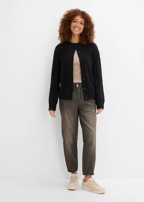 Jeans barrel con vita comoda, vita media, bonprix