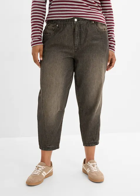 Jeans barrel con vita comoda, vita media, bonprix