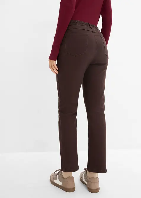 Pantaloni bootcut cropped in twill di misto cotone, bonprix