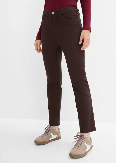 Pantaloni bootcut cropped in twill di misto cotone, bonprix