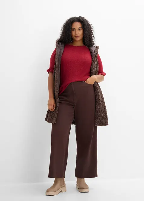 Maglione in misto cotone con maniche a volant, bonprix