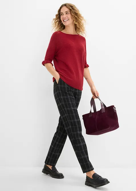 Maglione in misto cotone con maniche a volant, bonprix